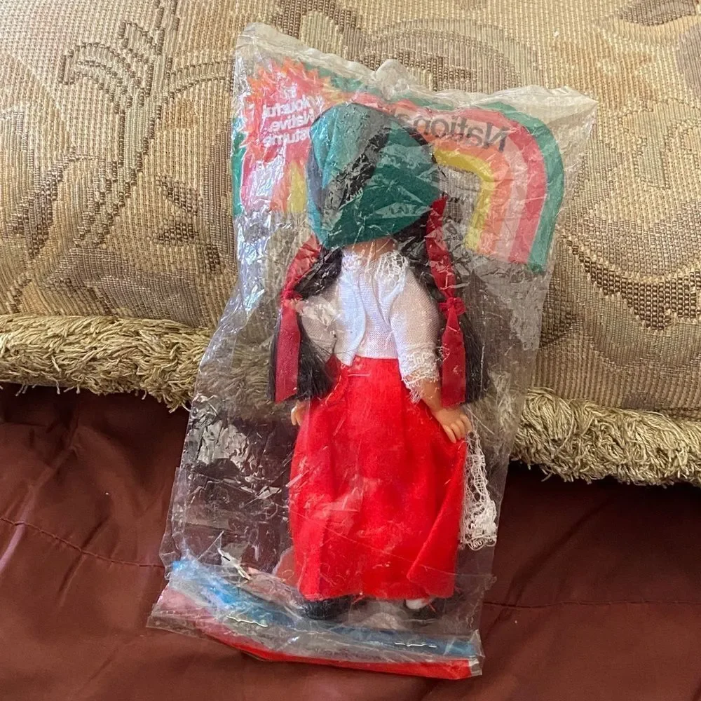 Vintage Swiss Nationality Doll with Red Skirt Mini Size